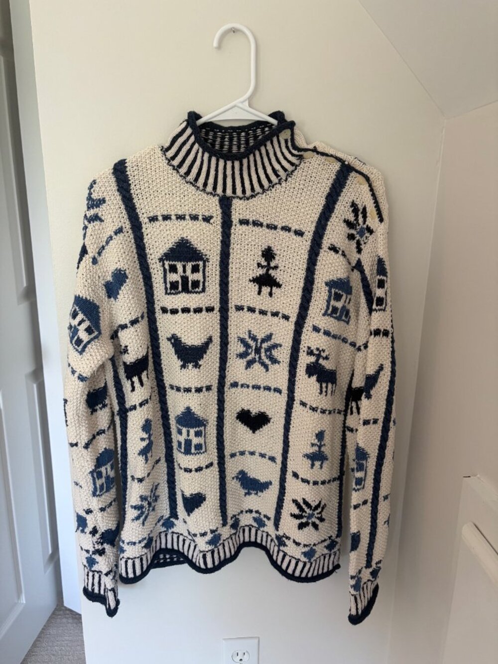Vintage Cottagecore Grandmacore Jones New York Hand Knit Sweater Large Cotton